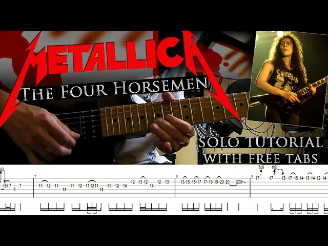 Download MP3 Metallica - The Four Horsemen 1st guitar solo lesson (with tablatures and backing tracks)