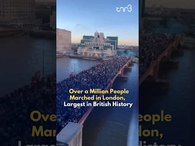⁣Over a million people marched for Palestine in London making this the the largest in British history