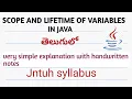 Scope and life time of variables in java