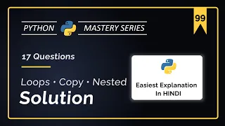 Python Dictionary in Hindi 17 Must-Solve Questions Loops Copy Nested Python for Beginners