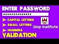 javascript password validation of capital letters small letters and numbers hosted by wap institute