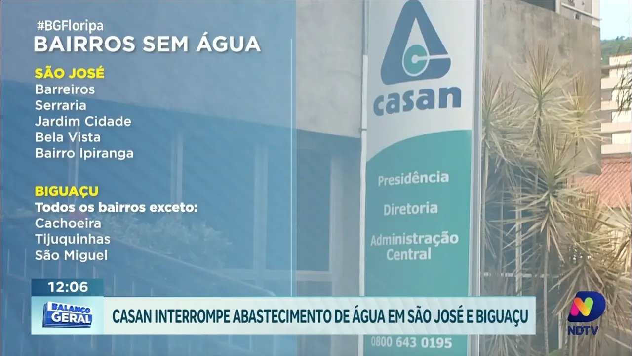 Interrupção no abastecimento de água: Casan realiza obra em São José e Biguaçu