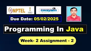Programming in Java week 2 Answers Solutions nptel assignment 2 Jan 2025