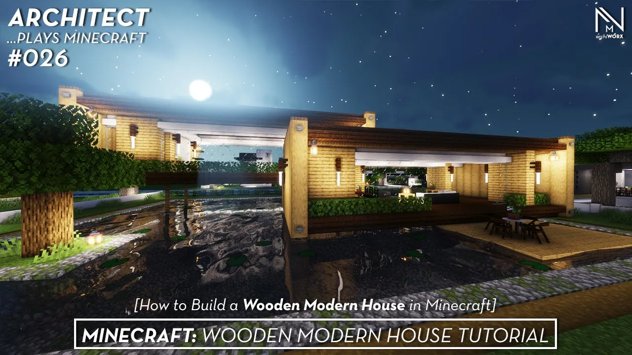 MINECRAFT: How to Build a WOODEN MODERN HOUSE Tutorial (EASY)