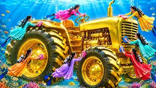 6 girl Found an Abandoned Heavy 🚜Tractor Buried Under the ice and Restored it!!