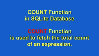 How to use COUNT Function using SQLite