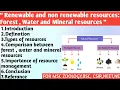 Renewable and non renewable resources forest water and mineral resources Types Comparisons