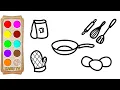 Cooking Utensils Drawing Coloring Drawing and Coloring Pages By KARU TV