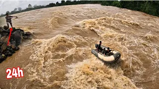 Nước Lũ Kéo Về RẤT To Là Lúc Cá Lớn Săn Mồi | 24H Không Ngủ Câu Cá Lăng RỪNG Trên Sông 