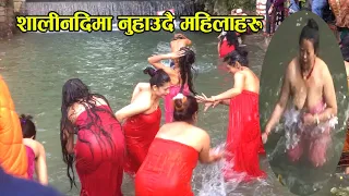open holy bath in salinadi mela kathmandu salinadi river sakhu nepal 2020