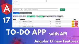 Todo App in Angular 17 Task List app in Angular with API Angular 17 Projects