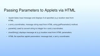 Passing Parameters to Applets via HTML Lecture 06 Demonstration-II