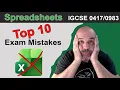 Top 10 Mistakes in Spreadsheets IGCSE