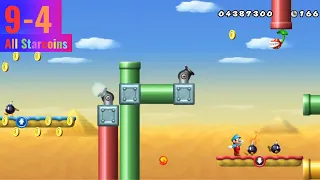 New Super Mario Bros Wii 9-4 (All Star Coins) 100% Walkthrough