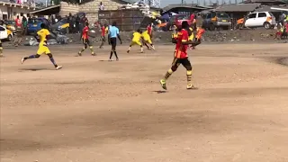 patapaa exhibits his football skills when team pa2pa faced fc cheetah in a friendly encounter