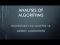 Analysis of Algorithms Homework for Chapter 16