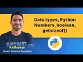 Python Class-7 Data types Python Numbers boolean getsizeof in Telugu