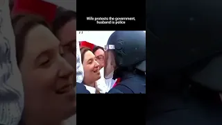 Wife protests the government husband is police
