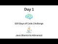Day 1 of Mastering Java Programming Your Journey from Scratch to Advanced in 100 Days of Code