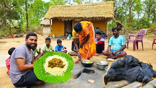 এক সাঁওতালি আদিবাসী দাদার বাড়িতে খেলাম করকনাথ মুরগি | Eating Kadaknath Chicken in Santali village