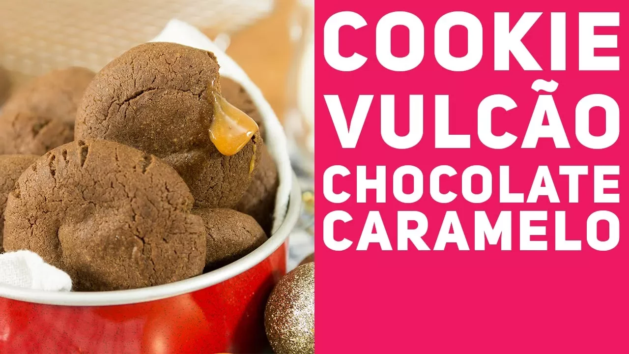 COOKIE DE CHOCOLATE RECHEADO DE CARAMELO (COOKIE VULCÃO) RECEITAS DE MINUTO #338