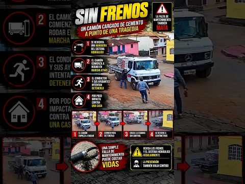 Milagro en la vía: Se le rompe la manguera de frenos y casi se estrella contra una casa