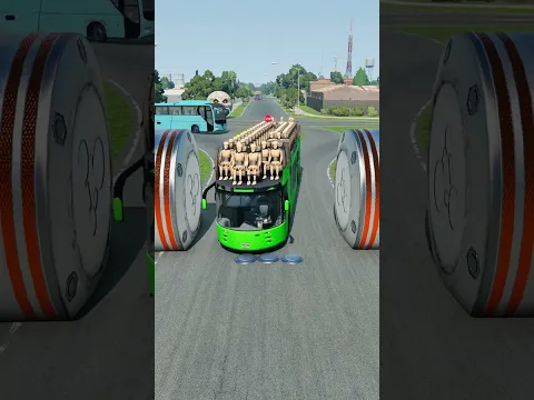 Cars & Long City Buses vs Hydraulic Crush - BeamNG.drive