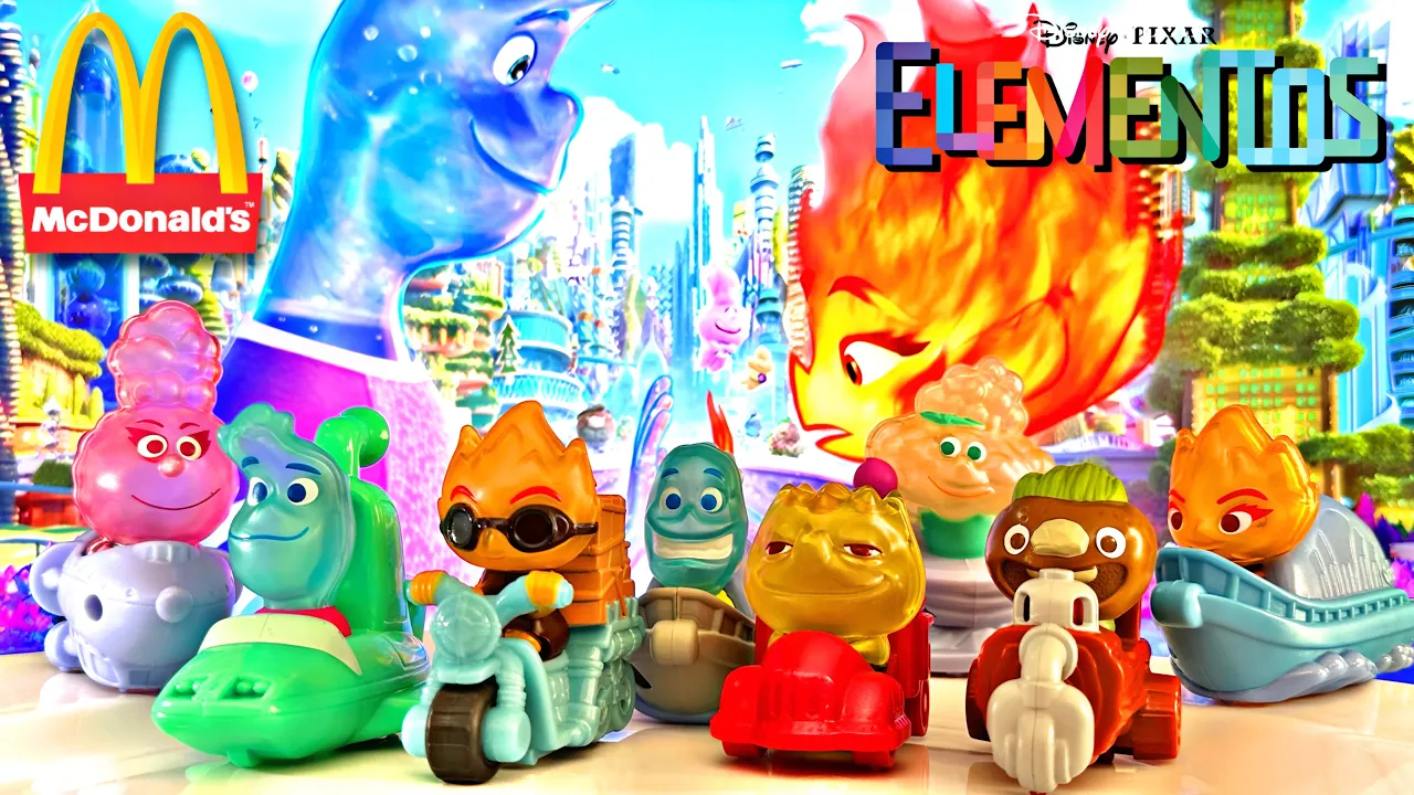 FILME ELEMENTOS DISNEY PIXAR COLEÇÃO COMPLETA BRINQUEDOS MC DONALDS 2023