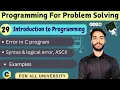 L-1 29 Errors in C Language Advanced Examples Syntax Logical ASCII PPS All Universities