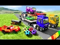 Download Lagu Flatbed Truck McQueen | Transportation with Truck - Pothole vs Car | BeamNG.Drive Gameplay