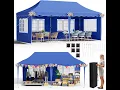 Gazebo Tendone 3x6 Pieghevole Impermeabile Protezione UV50 Altezza regolabile Tende Laterali