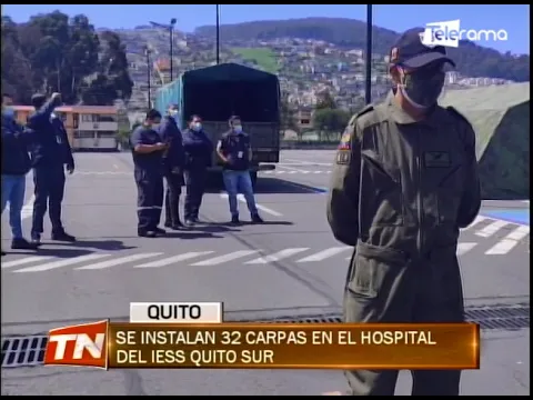 Se instala 32 carpas en el hospital del IESS Quito Sur