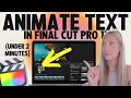 Tutorial How to Animate Text in Final Cut Pro Free No Plugins