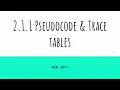 Pseudocode and Trace tables - OCR J277 2 1 2