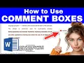 How to Use COMMENT BOXES in Microsoft WORD for Beginners