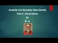 Analytics For Bivariate Data Small Part-II Excel Demo by Dr A