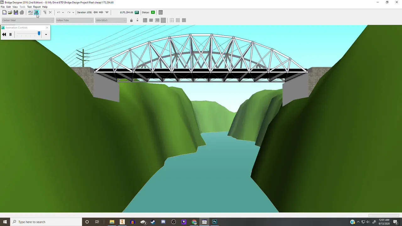 $170,294.68 Cheapest Bridge | West Point Bridge Designer 2016