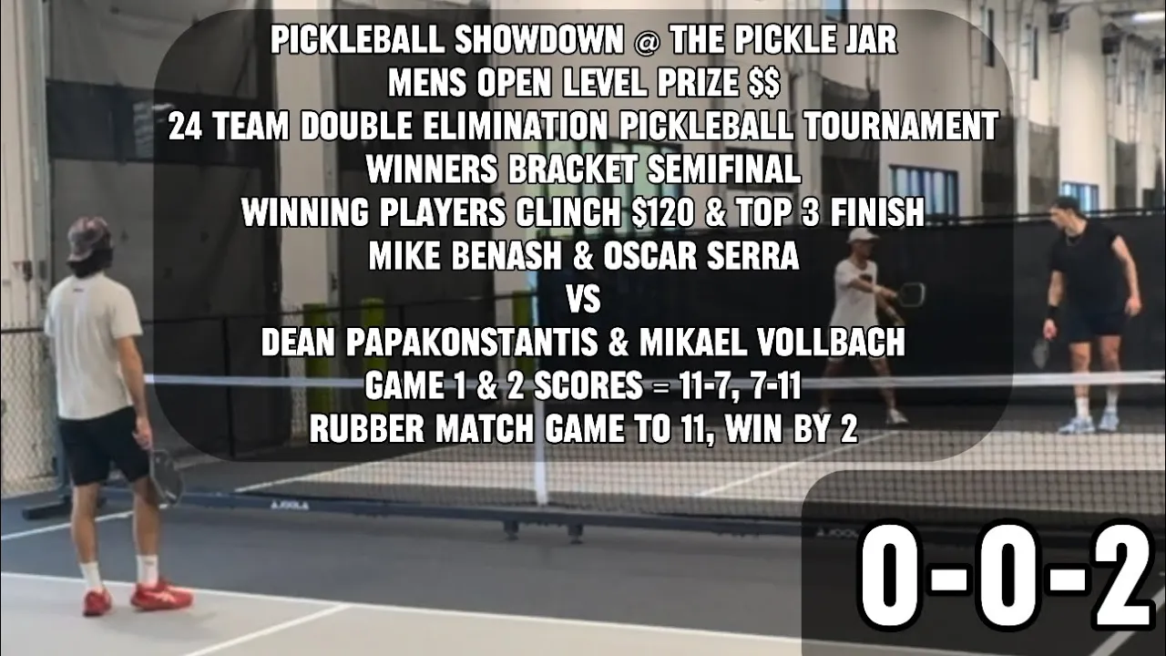 5.0-5.5 Pickleball Prize $$ Match Mike Benash / Oscar Serra Vs Dean Papakonstantis / Mikael Vollbach