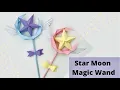DIY PAPER MAGIC WAND Paper Crafts For School Paper Craft Star Moon Magic Wand Origami Wand