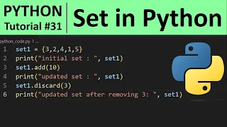 Python Tutorial - Sets in Python Programming for Beginners