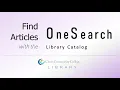 Find Articles Using the OneSearch Catalog