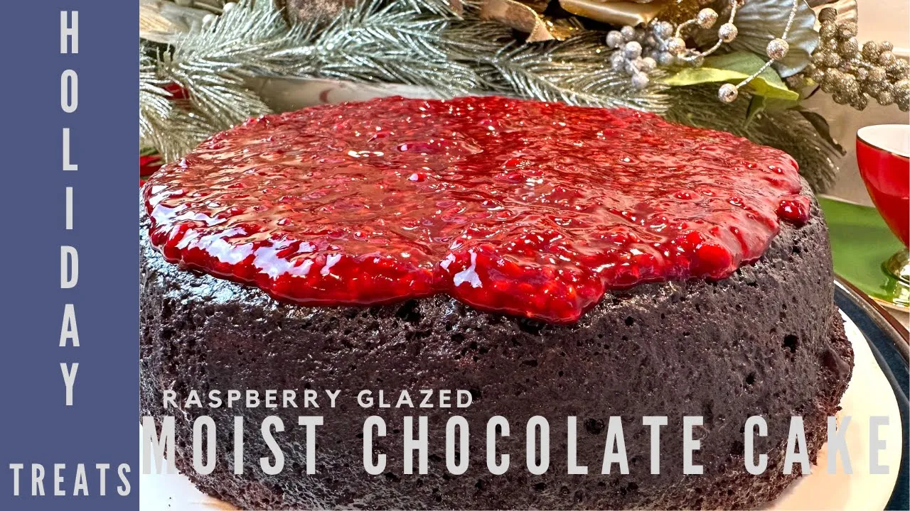 MOIST CHOCOLATE CAKE with dreamy raspberry glaze