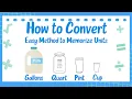 How to Convert between Cups Pints Quarts Gallons - Easy Way to Memorize the Units