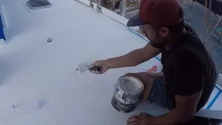 How we made our decks non slip with Kiwi Grip | Boat Work Episode 151 (Sailing Catalpa)