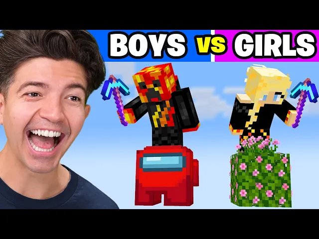 Video: BOYS vs GIRLS On 1 Minecraft Block…