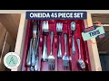 Oneida Satin Sand Dune 45 Piece Flatware Silverware Set Look and Review