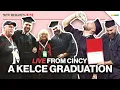 Jason and Travis chug beers accept diplomas and give rousing speeches at honorary UC graduation