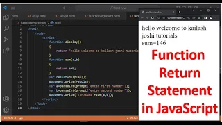 Function with Return Statement Return Function in JavaScript JavaScript Tutorial in Hindi part 34