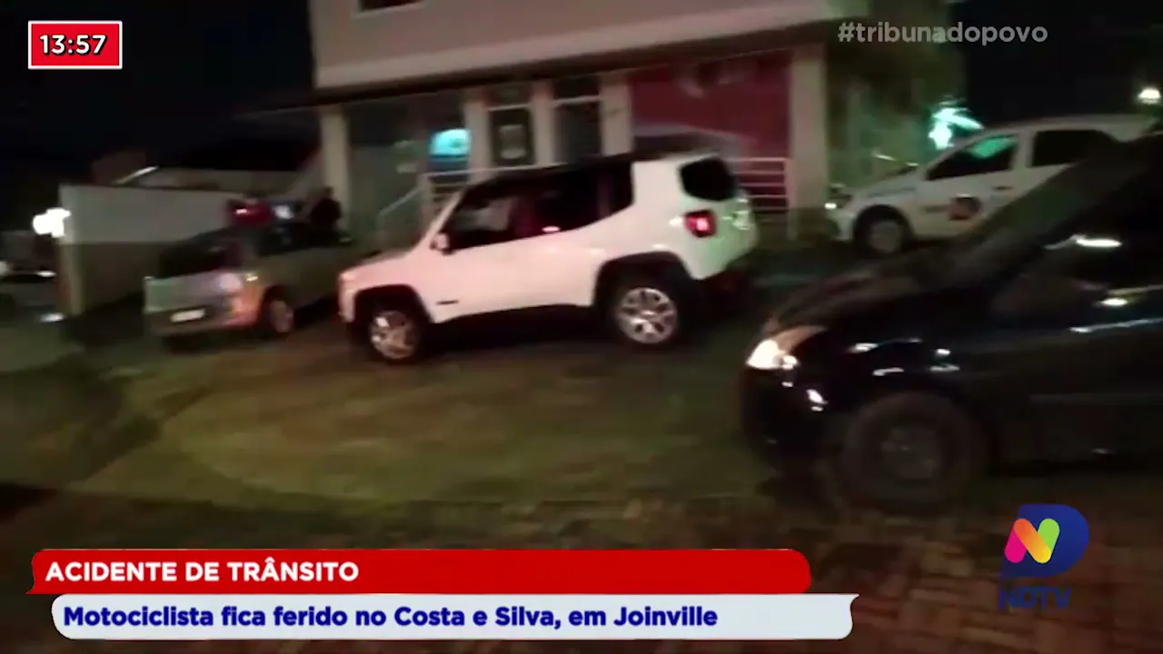 Acidente de trânsito, motociclista fica ferido no Costa e Silva, em Joinville