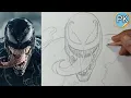 How to draw Venom easy Full outline Tutorial step by step